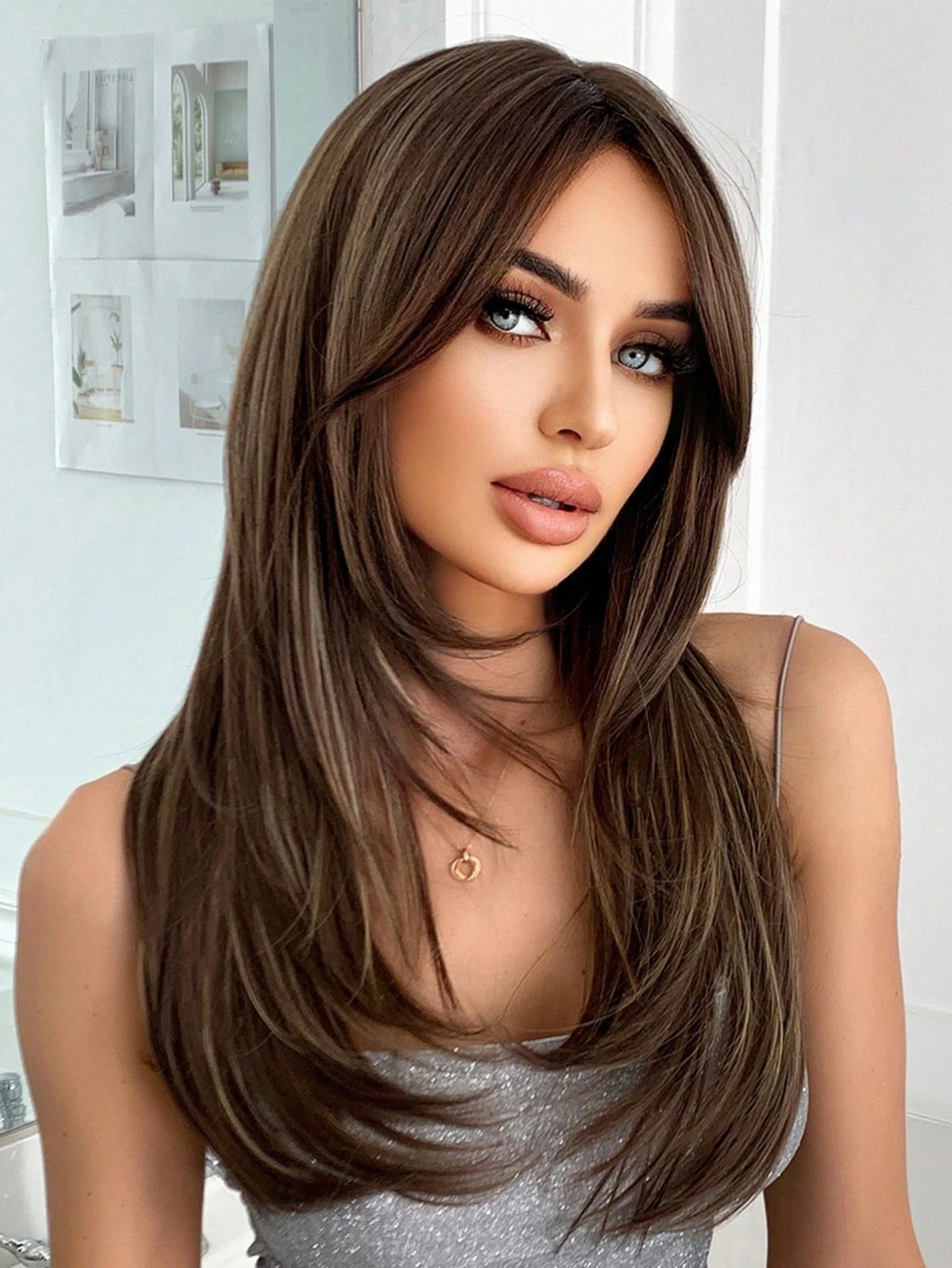 Peruca Feminina Longa com Franja 