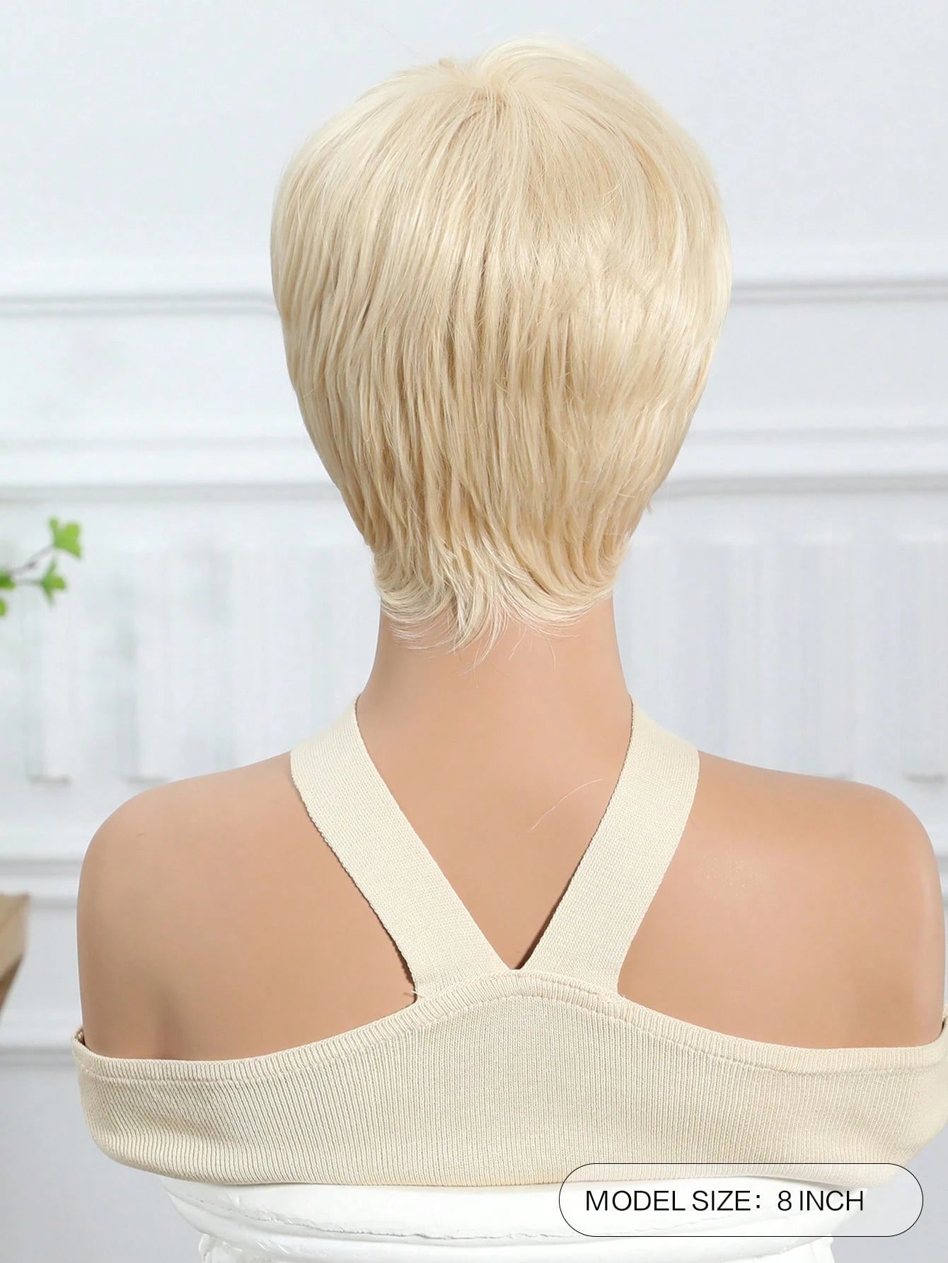 Peruca de Alta Qualidade e Confortável de 8 Polegadas Loira de Textura Natural Reta Curta com Franja, Peruca Sintética Resistente ao Calor para Mulheres e Meninas, para Uso Diário, Festa, Cosplay e Moda