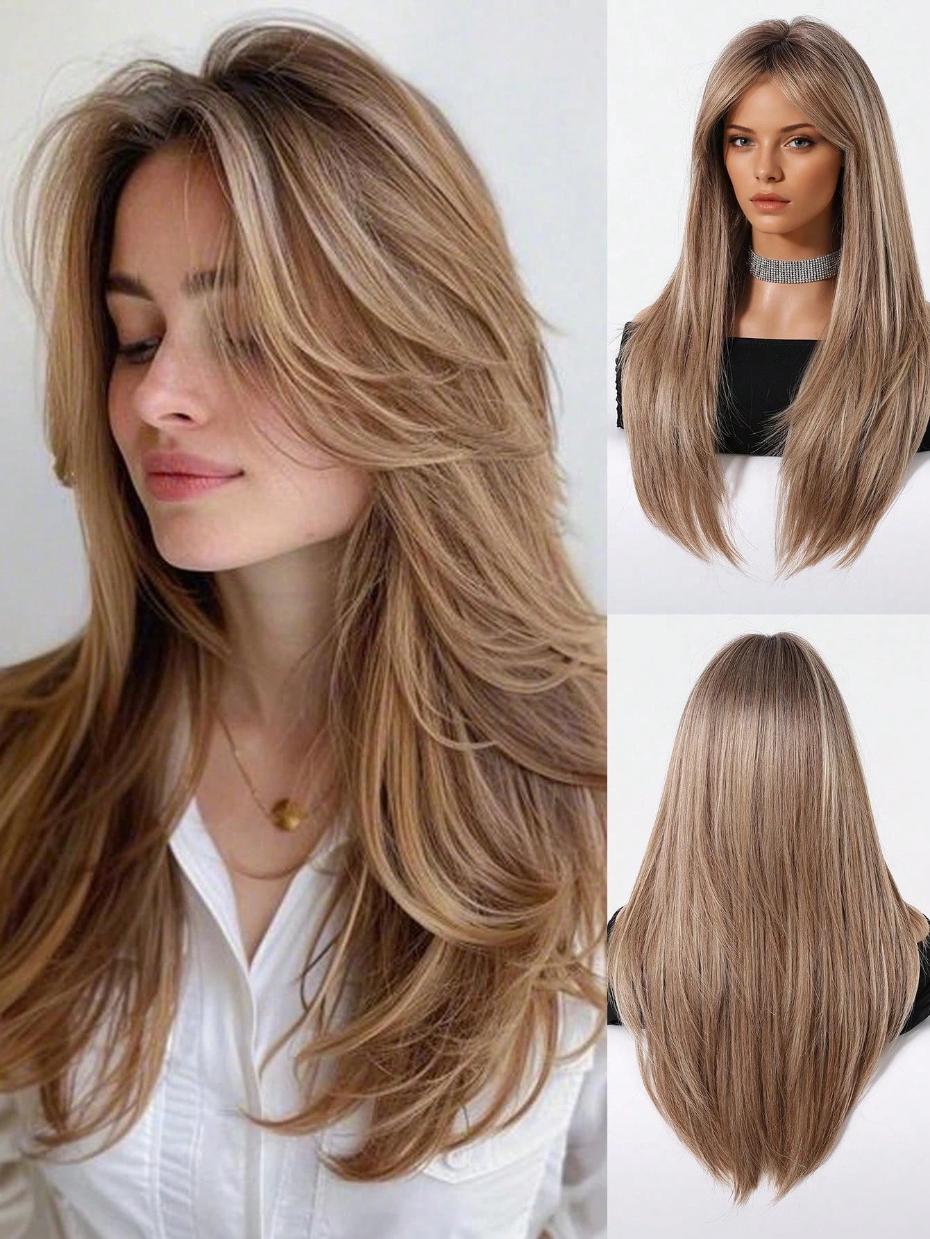 Peruca Feminina Longa com Franja 