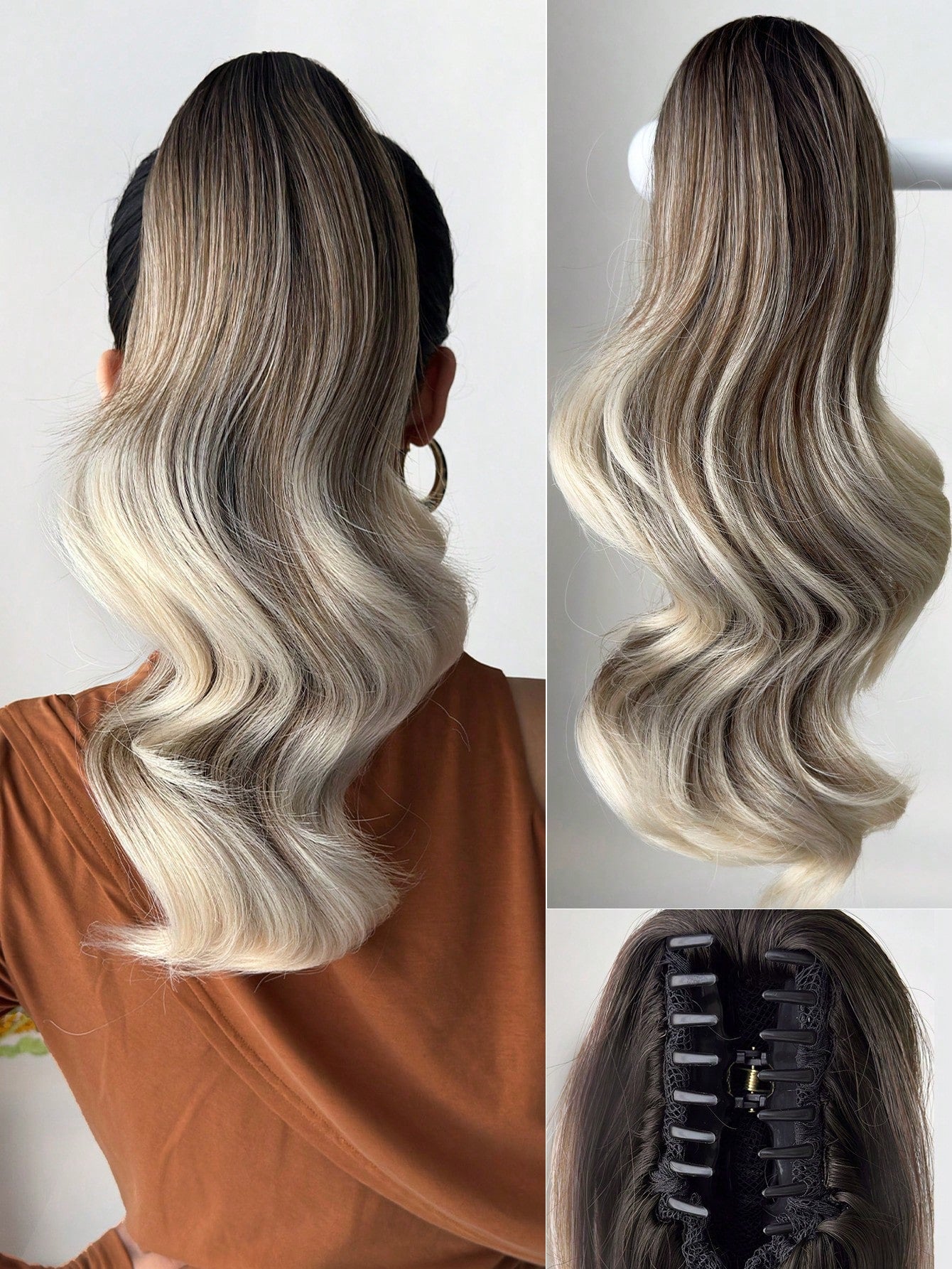 Aplique de Cabelo Rabo de Cavalo com Piranha