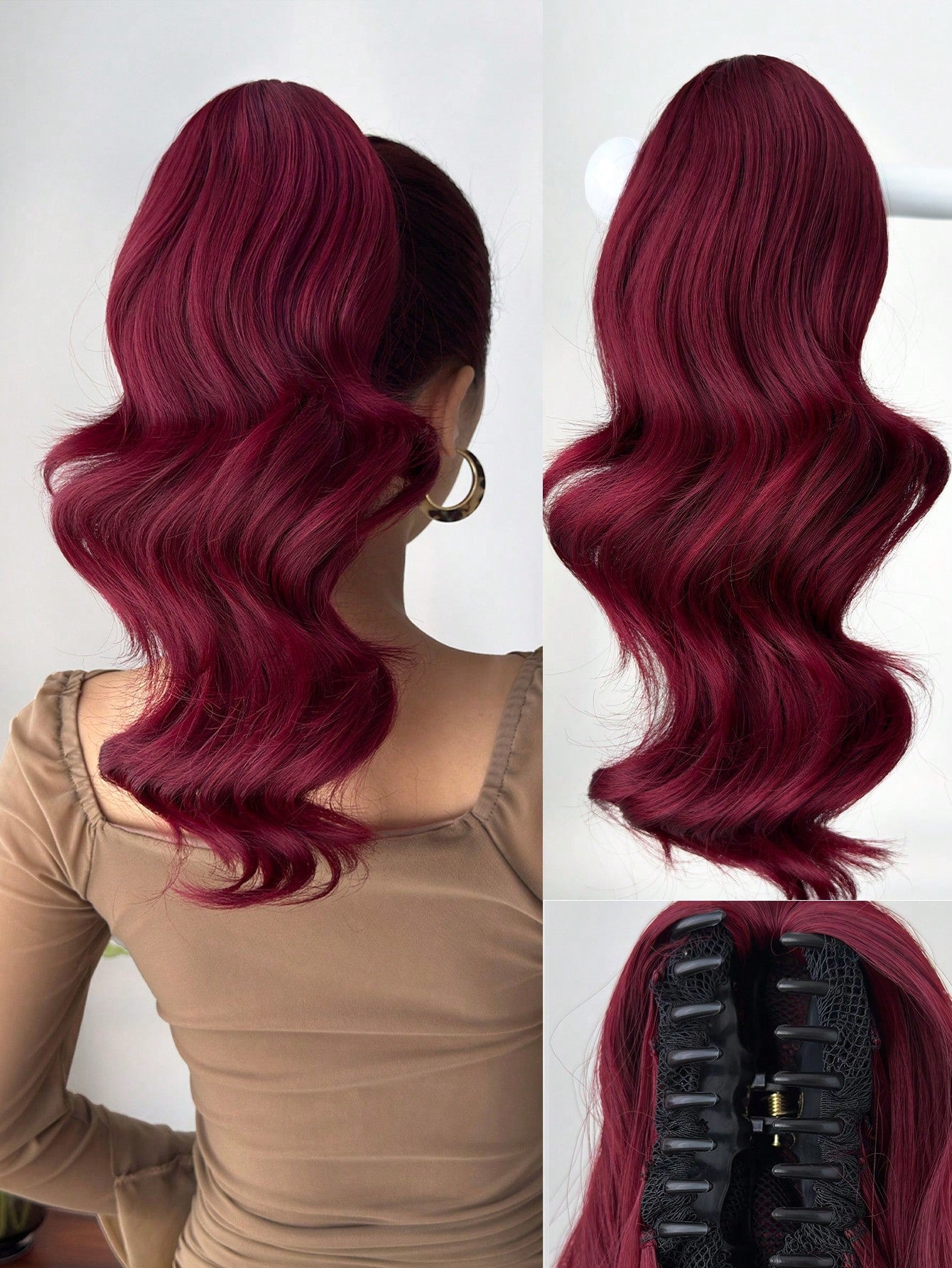Aplique de Cabelo Rabo de Cavalo com Piranha