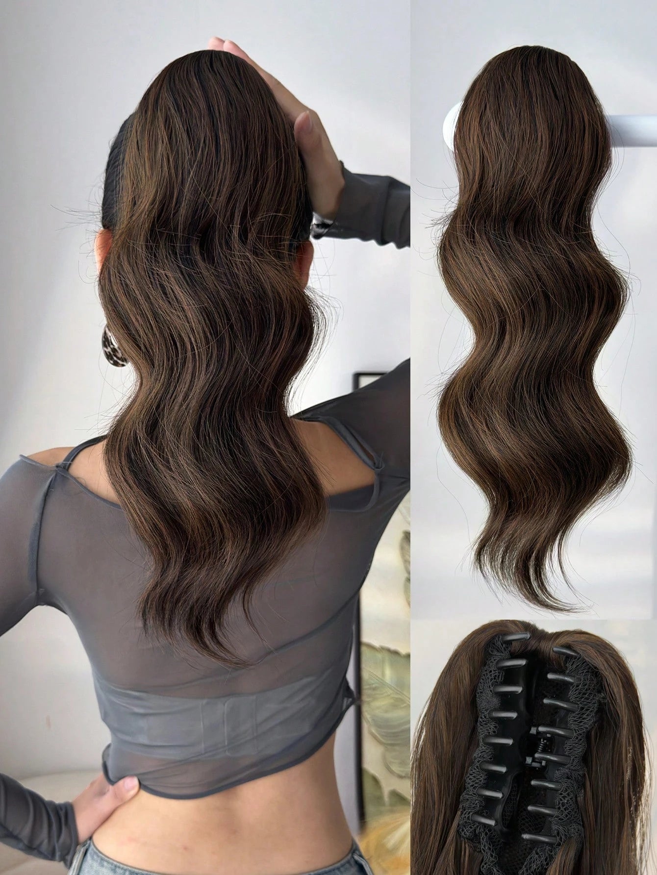 Aplique de Cabelo Rabo de Cavalo com Piranha