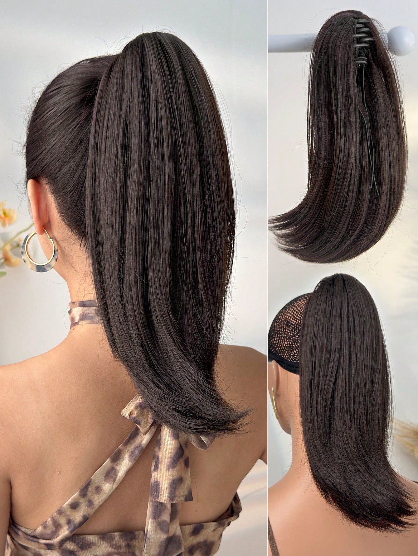 Aplique de Cabelo Rabo de Cavalo com Piranha